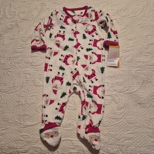 Carter's 6m 1st Christmas fleece pajama 2 way zipper NWT